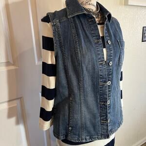 Chico's Platinum Medium Wash Jean Jacket Vest Boho 1 - Medium